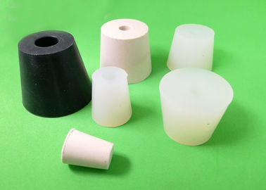 Tappi in gomma di silicone a un buco di laboratorio per bottiglie, provette e flaconi di chimica